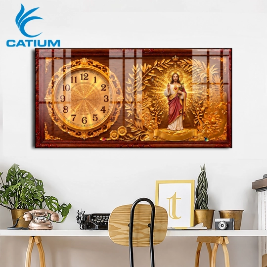 Tranh Đồng Hồ Mạ Vàng Công Giáo Dạng Ngang