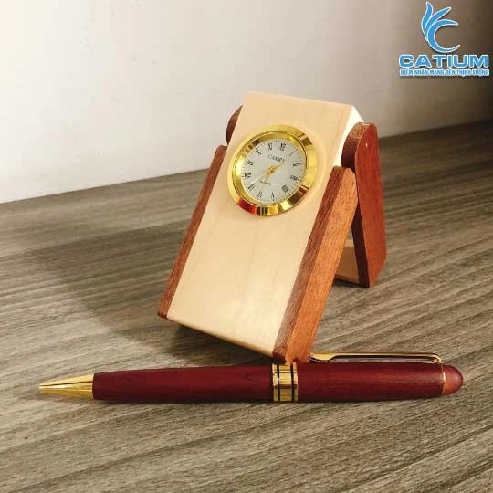 Combo Hộp Bút Gỗ Để Bàn Chân Gập