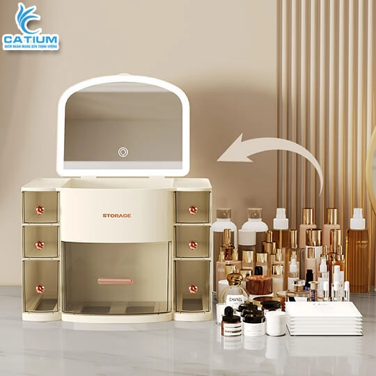 Hộp Mỹ Phẩm Tích Hợp Đèn Gương
