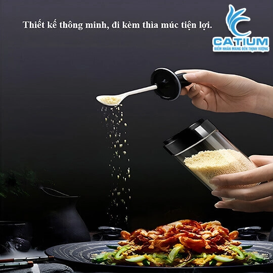Hũ Đựng Gia Vị Thủy Tinh Kèm Thìa