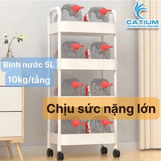 Kệ Để Đồ 4 Tầng Đa Năng Có Bánh Xe 40cm