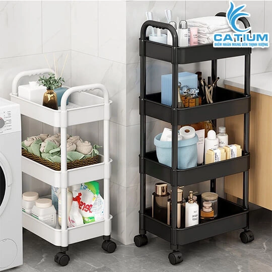 Kệ Để Đồ 4 Tầng Đa Năng Có Bánh Xe 40cm