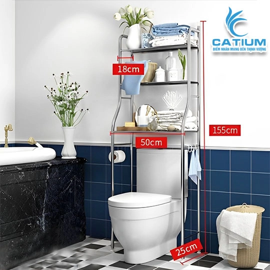 Kệ Bồn Cầu 3 Tầng Inox Thông Minh