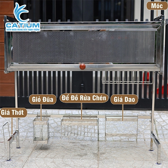Kệ Úp Chén Inox 201 Có Nắp Đậy