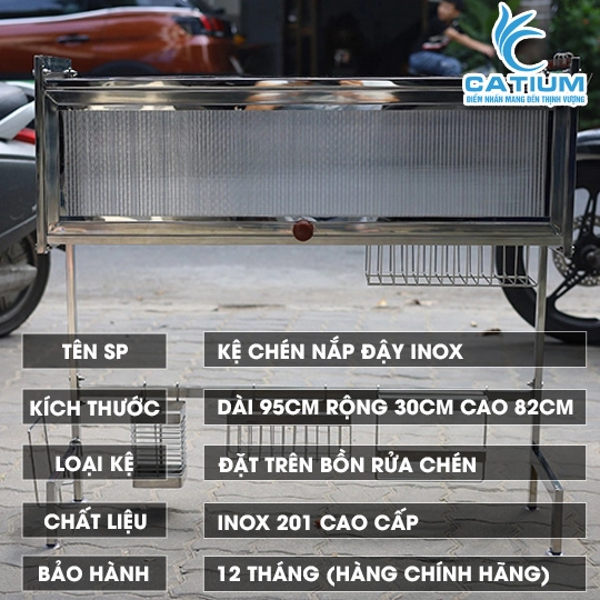 Kệ Úp Chén Inox 201 Có Nắp Đậy