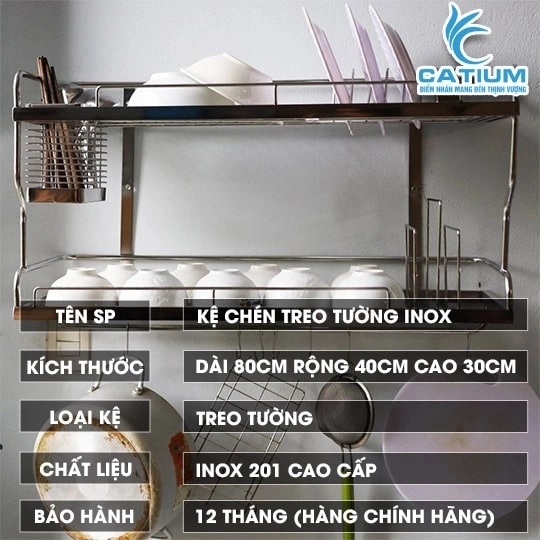 Kệ Chén Bát Treo Tường Inox 201