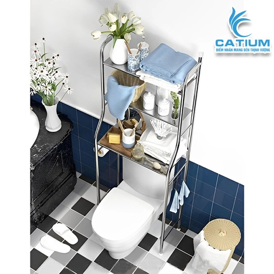 Kệ Bồn Cầu 3 Tầng Inox Thông Minh