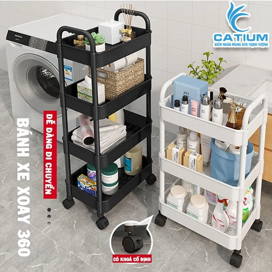 Kệ Để Đồ 4 Tầng Đa Năng Có Bánh Xe 40cm