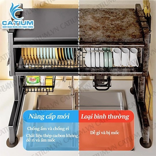 Kệ Để Chén Bát Có Nắp Đậy Thông Minh Đa Năng