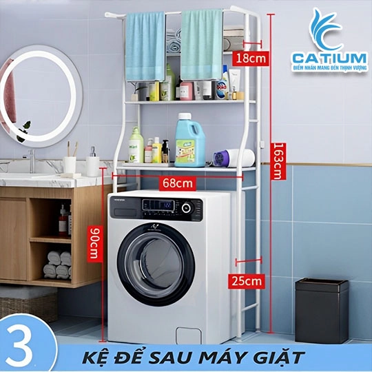 Kệ Máy Giặt 3 Tầng Thép Sơn Tĩnh Điện