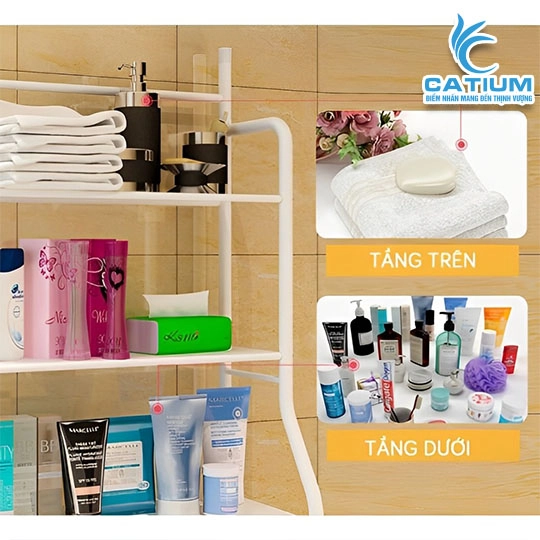 Kệ Máy Giặt 3 Tầng Thép Sơn Tĩnh Điện