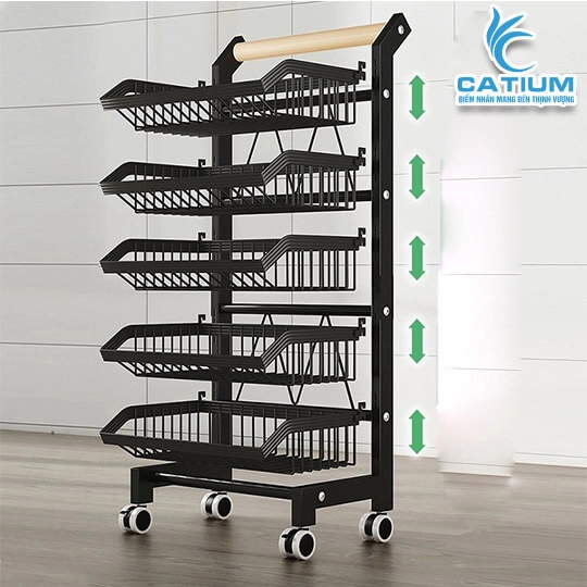 Kệ Nhà Bếp 5 Tầng Có Bánh Xe