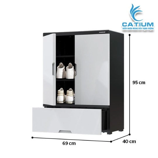 Tủ Giày Nhựa 2 Cánh 1 Ngăn Sunhouse KS-CA950S1