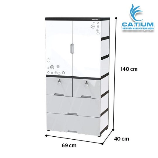 Tủ Nhựa 2 Cánh 4 Ngăn Sunhouse