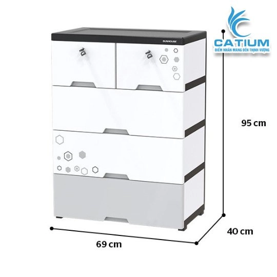 Tủ Nhựa Đôi 5 Ngăn Sunhouse