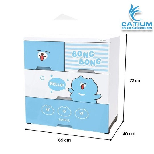 Tủ Nhựa Trẻ Em 4 Ngăn Sunhouse KS-CA688B4