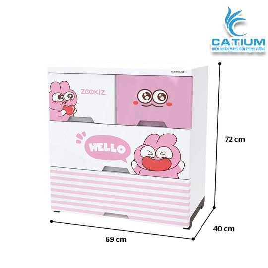 Tủ Nhựa Trẻ Em 4 Ngăn Sunhouse KS-CA688G4