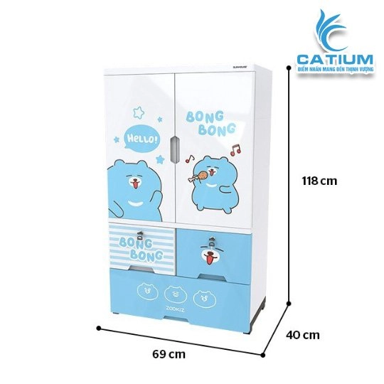 Tủ Nhựa Trẻ Em 2 Cánh Sunhouse KS-CA1177B3