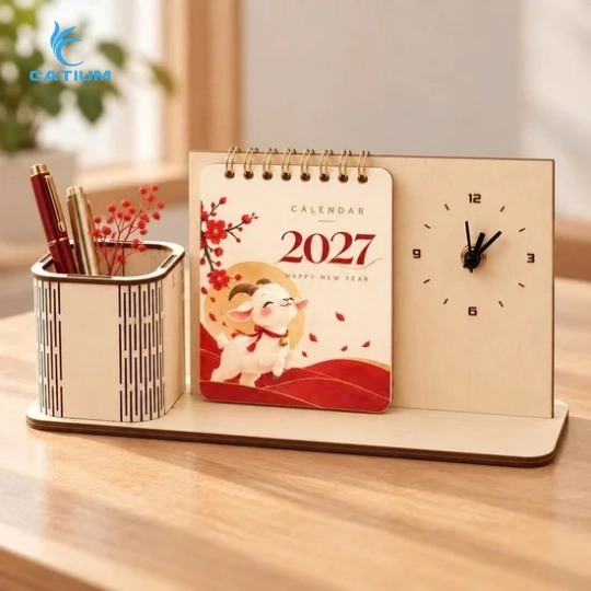 Lịch gỗ đồng hồ