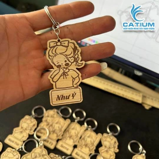 Móc Khóa Gỗ In Hình Chibi