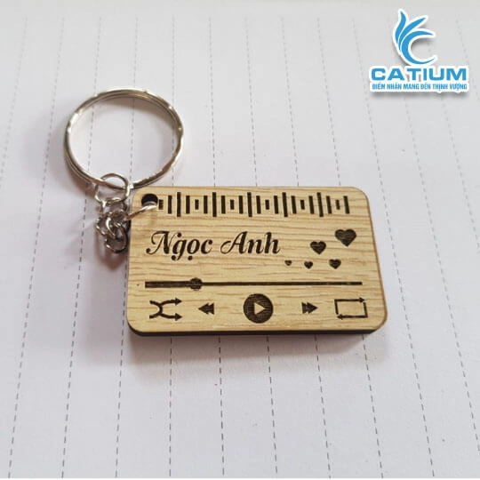 Móc Khóa Gỗ Khắc Tên