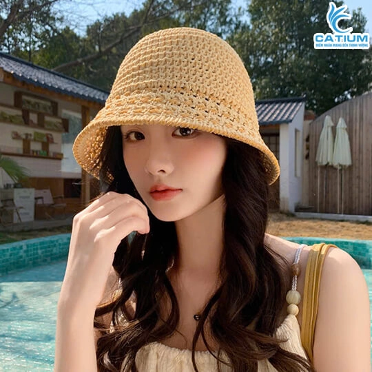 Mũ Len Tai Bèo Viền Sọc