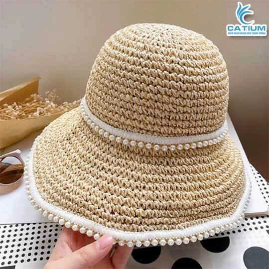 Mũ Cói Viền Ngọc