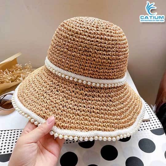 Mũ Cói Viền Ngọc