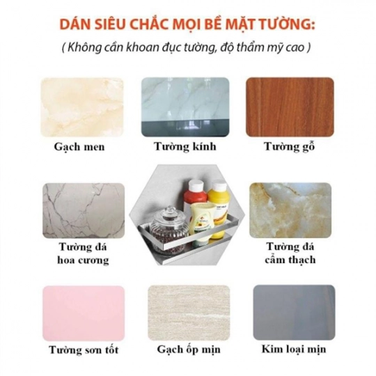 Kệ Dán Tường Đa Năng Inox Cao Cấp
