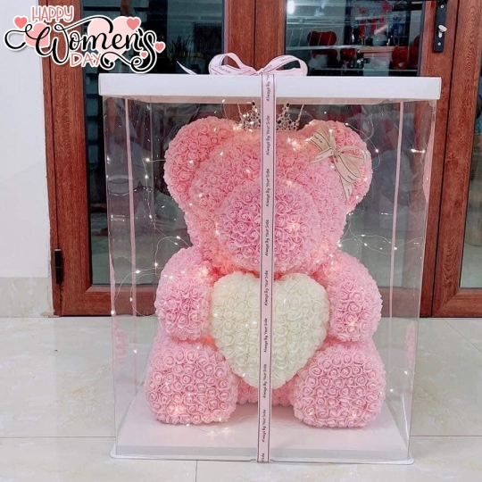 Gấu Hoa Xốp Hồng Size Lớn