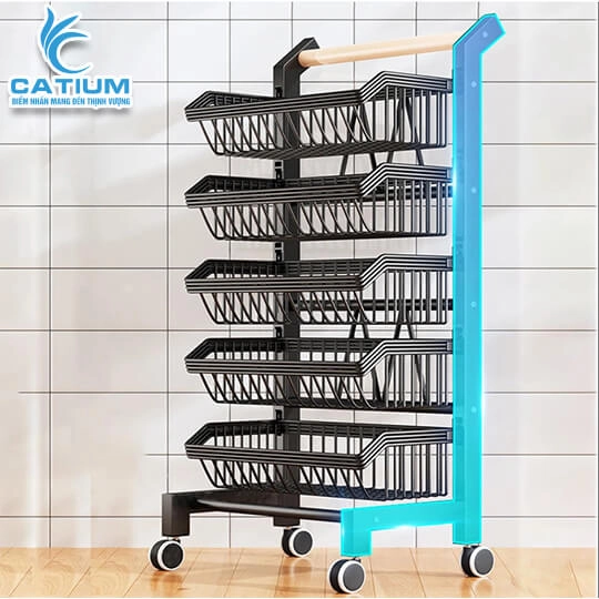 Kệ Nhà Bếp 5 Tầng Có Bánh Xe