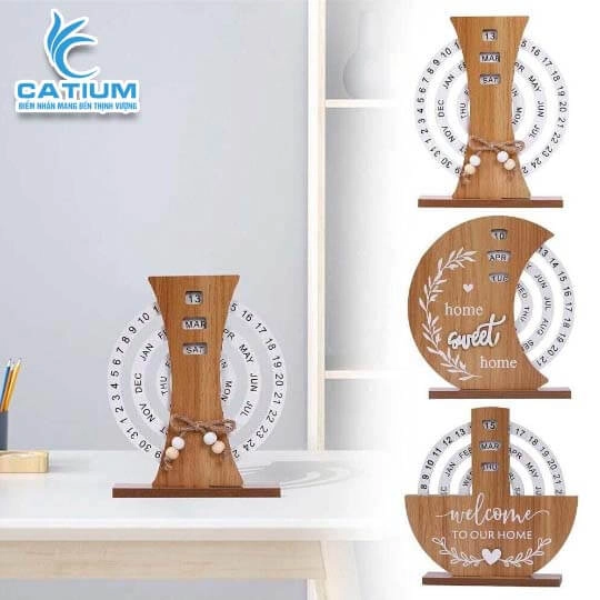 Lịch Gỗ Để Bàn Khắc Chữ