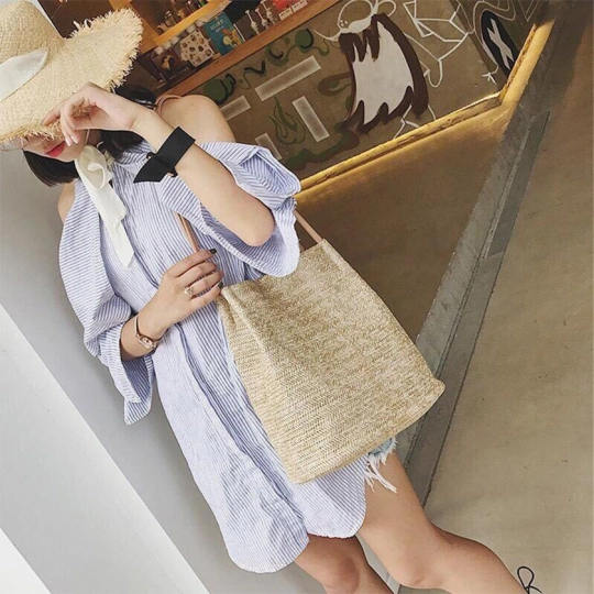 Túi Cói Cục Gỗ Đeo Vai