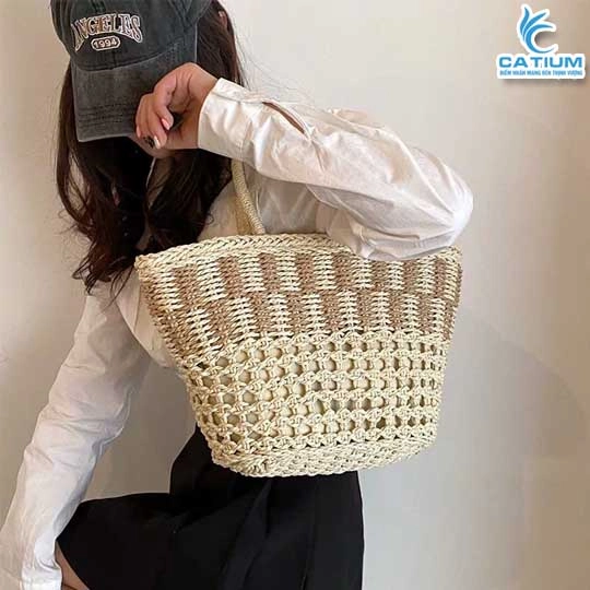 Túi Cói Xô Hoa Giữa