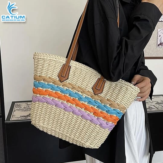 Túi Cói Sọc Ngang 4 Màu