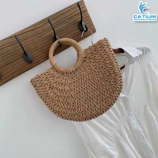 Túi Cói Bán Nguyệt Lớn