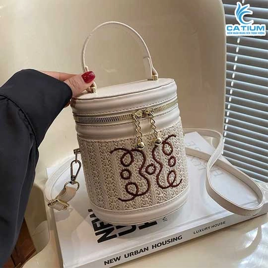 Túi Cói Hộp Tròn