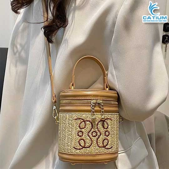 Túi Cói Hộp Tròn