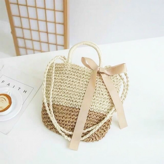 Túi Cói Dây Đeo Vai Nơ