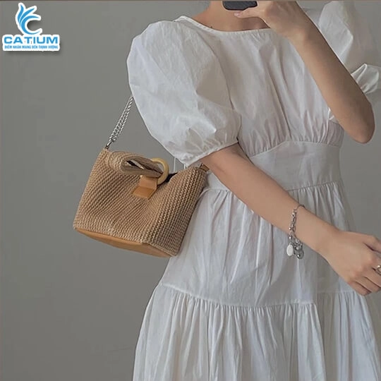 Túi Cói Cườm Cầm Tay
