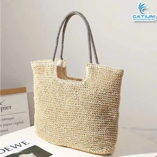 Túi Cói Quai Sọc 2 Màu