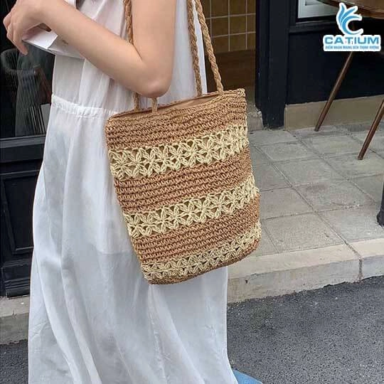 Túi Cói Sọc Ngang