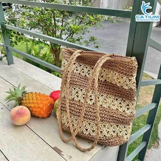 Túi Cói Sọc Ngang