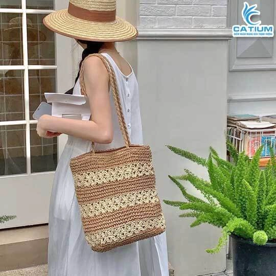 Túi Cói Sọc Ngang