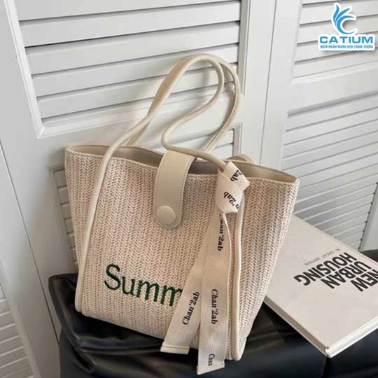 Túi Cói Bố Đeo Vai Chữ Summer