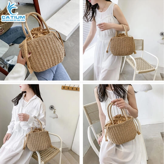 Giỏ Cói Hình Chóp Tròn