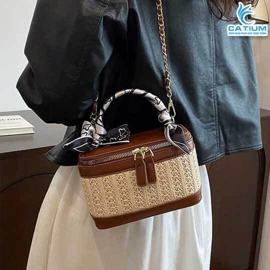 Túi Hộp Da Thắt Nơ