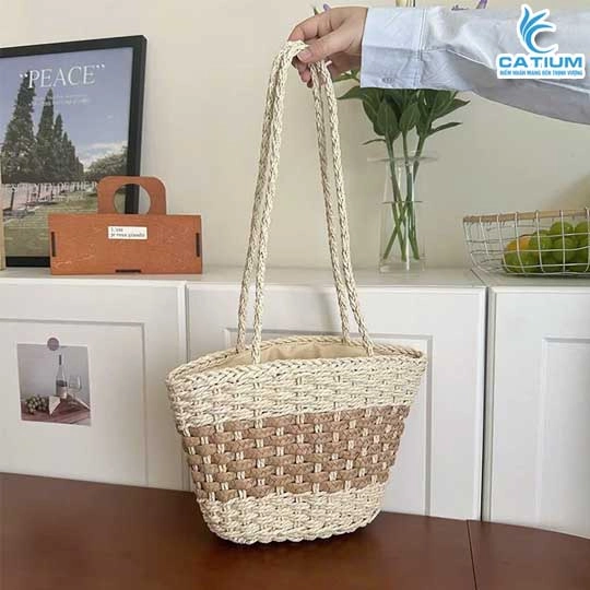 Giỏ Túi Cói Dây Dài