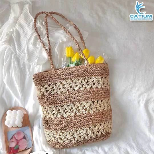 Túi Cói Sọc Ngang