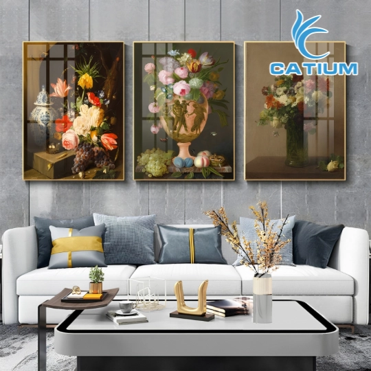 Bộ 3 Tranh Bình Hoa Treo Tường 